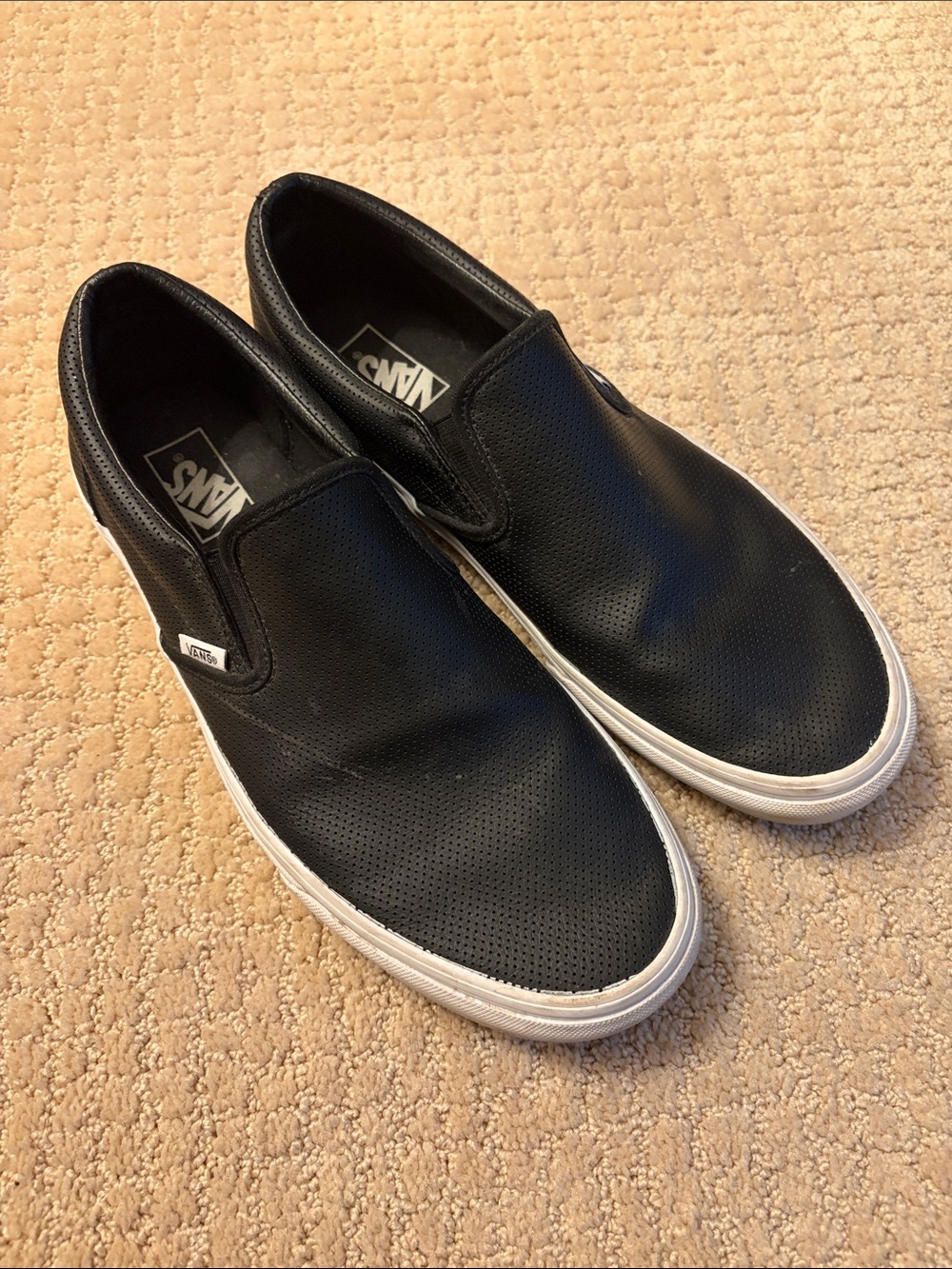 Vans Slip-On Perforated Leather Sneakers - Black/White